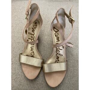 Sam Edelman Patti Wedge Sandals Gold & Nude Strappy Size 6